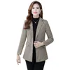 Women's Suits 2022 Autumn Women Blazer Suit Jacket Long Sleeve Lattice Work Office Lady Coat Slim Business Female Blazers Coats Tops