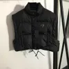 Designer feminino Prads Down Jacket Autumn e Winter Sleeves Desmokebled Puffer Jackets Casaco de roupas de roupa causal Parkas 2023
