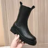 Çizmeler Hakiki Deri 41 42 43 Lüks Chelsea Kadın Platformu Bayan Tıknaz Kış Ayakkabı Kısa Ayak Bileği Kalın Topuk tasarımcı J220923