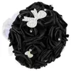 Bouquet di fiori decorativi Matrimonio Bouquet di fiori artificiali da sposa Sposa finta damigella d'onore Rosa con decorazioni Fornitura Ornamento Mano nera