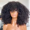 Afro kinky krullende pruik met een pony machine gemaakt hoofdhuidtop pruiken 150 dichtheid Remy Braziliaanse korte curl knal menselijk haar winterseizoen hete diva1