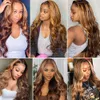 Destaque Wig Brown Lace Fronteiro Humanos Humanos Para Mulheres Osso Em reto 13x4 Transparente Lace Frontal Wig Colorido