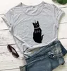 666 Cat roliga toppar gotiska kvinnor mode rent casual hipster party ung t -shirt