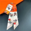 Lenços de carrinho laranja carruagem de cabeça de seda de seda tie de seda design de moda de moda pequena mulher magina magô para cabelo pescoço