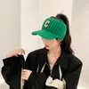 Ball Caps Trendy C Letter Embroidery Winter Ear Protection Warm Female Empty Top Hat Wool Knitted Fashion Spring Sunshade Peaked Cap