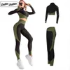 Ensembles actifs sans couture femmes 2 pièces ensemble Push Up Leggings haut soutien-gorge Yoga Sport Fitness vêtements Gym costume haut court taille haute