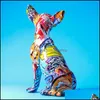 Objets décoratifs Figurines Couriel Couleur Chihuahua Dog Statle Simple Living Room Ornements Home Office Resin Scpture Crafts STO2234857