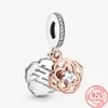 El nuevo y popular dije de plata esterlina 100% 925 y elegante bicolor, rosa, rosa, clip fijo, colgante, pulsera Pandora, regalo de aniversario para mujer