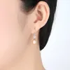 New exquisite freshwater pearl s925 silver dangle earrings women jewelry Korean fashion lady micro set zircon boutique ear hook earrings accessories gift