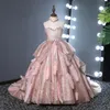 2022 Flower Girls Dresses For Wedding Girl Pageant Gowns Christmas New Year's Rose Gold Sequins Luxury Crystal Sequined First Communion Dress Kids Prom Dress