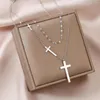 Choker Titanium rostfritt stål Goldsilver Color Cross Hoker Multiayer Necklace For Woman Korean Fashion Jewelry Gothic Girl265q