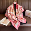 Sarongs Fashion Hijab Twill Silk Square Scarf Women Luxury 90 cm Bandana Muslim pannband Kvinnliga halsduk Wrap Foulard 2022 Ny P230403