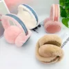 Basker Super Cute Girly Heart Soft Plush Earmuffs Thicken Wind Proof Foldbar Ear Cover Outdoor Riding Skiing Pure Color Warmer