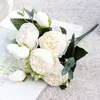 Dekorativa blommor 2022 Vackra ros Peony Artificial Silk Small Bouquet Flores Home Party Spring Wedding Decoration Fake Flower Plants