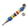 smoke accessory oil burner pipe New METAL PIPE multi - color bead straight rod thin mouth cap bong