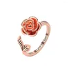 Wedding Rings Jisensp Women Open Rose Flower Finger Fidget Spinner Rotate Freely Spinning Anti Stress Accessories Jewelry