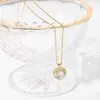 Pendant Necklaces Exquisite Women's Wedding Jewelry Stainless Steel Gold Large Single Shiny Crystal Heart Engagement Necklace For Women