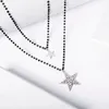 Pendant Necklaces Double Layer Beads Chain Necklace Stainless Steel Stars With Rhinestone Bohemia Trendy Jewelry Gift For Women Accessories