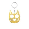 Keychains Lanyards 파티 선호 귀여운 고양이 자체 방어 키 체인 병 오프너 비상 금속 부서진 창문 도구 키 링카 Keych DHZGK