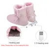 Chaussures chauffantes électriquement, bottes de neige chaudes d'hiver, chauffe-pieds en peluche confortable, lavable, chargeur USB, 221102