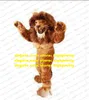Brązowy długi futra Lion Mascot Costume Adult Cartoon Postacie strój garnitur ślub ślubny sklep ZZ7627
