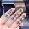 Cluster Rings Cluster Rings Natural Black Opal Ring Real 925 Sier Fine Jewelry 6X8Mm Size Gemstone Good Colorf Fire Secret Price For Dh45W