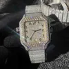 الساعات الأخرى الذهب الوردي مختلط Sier كبير الماس الرومرات الفاخرة Miss Square Mechanical Mens Icing Watch Cubic Zirconia watchonmt