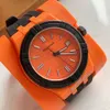 Neutrale Uhr 40 mm Ronda515 Quarz Bewegung Umweltplastikkoffer Gelbes Zifferblatt Sportgummi -Herren Armbanduhr