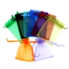 Sznurka solidna kolorowa torba na prezent z siatkiem torba ślubna torba biżuterii z torbą z tiulami do przechowywania do przechowywania