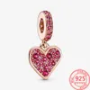 The New Popular 100%925 Sterling Silver Charm Rose Gold Pavi Hand Painted Love Pandora Bracelet Suite Women's Jewelry Gift