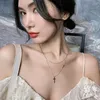 Choker Titanium rostfritt stål Goldsilver Color Cross Hoker Multiayer Necklace For Woman Korean Fashion Jewelry Gothic Girl255o