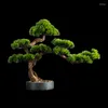 Decoratieve beeldjes Woonkamer Solid Wood Simulation Gast Welkom Pine El Desktop Porch Groene planten Fake Bonsai Interieur Decoratie