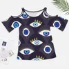 Skjorta Evil Eye Print S Protect Me Beach T Short Sleeve Pretty Tee Summer Plus Size Graphic Clothes Gift