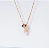 Collane con ciondolo Fashion Rose Red Gem Pearl Collana da donna Advanced Dinner Jewelry Clavicola Chain Girlfriend Birthday Holiday Gift