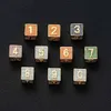 New Fashion Dice Cube 26 English Letter Pendant Tetrahedral Zircon Free Matching Combination Trendy Hip Hop Jewelry