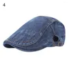 Basker solskydd enkelt basker hatt justerbar sp￤nne unisex jeans cap h￶st vinter snabb torr denim all-match mjuk