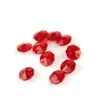 Chandelier Crystal 14mm Red Glass Octagon Beads Loose Lamp Part In 2 Holes Curtain Party Wedding Decor Cut Faceted