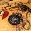 Pocket Watches Vintage Chic Ear Of Wheat Engraved Wooden Pendant Quartz Watch Retro Bronze Fob Chain Timepiece Gift Male