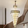 Lustres Spirale Design escalier Lustre en Cristal moderne Villa éclairage AC110V 220V luxe Cristal salon décoration Plafonnier