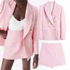 Abiti da donna Blazer Pink Blazer Office Lady 2022 Plaid Fashion Pocket a doppio petto a doppio petto Top a maniche lunghe Traf Giacca da donna Blazer Mujer T221027