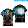 Chemises décontractées pour hommes Chemise à manches courtes Boutonnée Chemise de plage Streetwear Mode d'été Hommes Halloween Citrouille