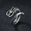 Band Rings Adjustable Vintage Sier Color Punk Dragon For Men Women Biker Rock Opening Ring Gothic Cool Valentine 39S Day Jewelry Gif Smt3J