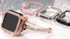 Correias e estojos de metal bling para Apple Watch 38mm 40mm 41mm 42mm 44mm 45mm Bandas de diamante femininas com amortecedor de strass Compatível com iWatch Series 8/7/SE/6/5/4/3/2/1