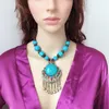 Pendant Necklaces 2022 Bohemia Sea Sides Women Necklace Vintage Ethnic Graceful Resin Beads Tassel Kpop Lady Summer Blue Jewelry