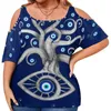 Skjorta Evil Eye Print S Protect Me Beach T Short Sleeve Pretty Tee Summer Plus Size Graphic Clothes Gift