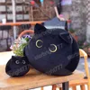 Juguetes de peluche de gato negro Kawaii de 18-40cm, almohada de gato redonda suave, cojín para siesta, regalo creativo de cumpleaños de Navidad para niños