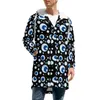 Gabardinas para hombres Elefante Mal de ojo Cortavientos Hombre Amuleto azul Estampado Largo Recto Grueso Calle Moda Gráfico Chaquetas de invierno a prueba de viento