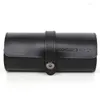 Watch Boxes Leather Organizer Case Free Engraving Logo Retro First Layer Cowhide Box Black Storage 3 Slot Dustproof Gift