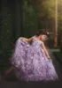 Mädchenkleider Lila Blumenmädchen für Hochzeiten 3D-Blumenapplikationen V-Ausschnitt Festzug Prinzessin Erstkommunionkleid