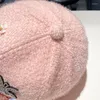 Berretti a sfera Farfalla Fiore Strass Baseball Donna Bianco Nero Beige Cachi Moda Cappello visiera in ciniglia caldo 56-58 cm Autunno Inverno